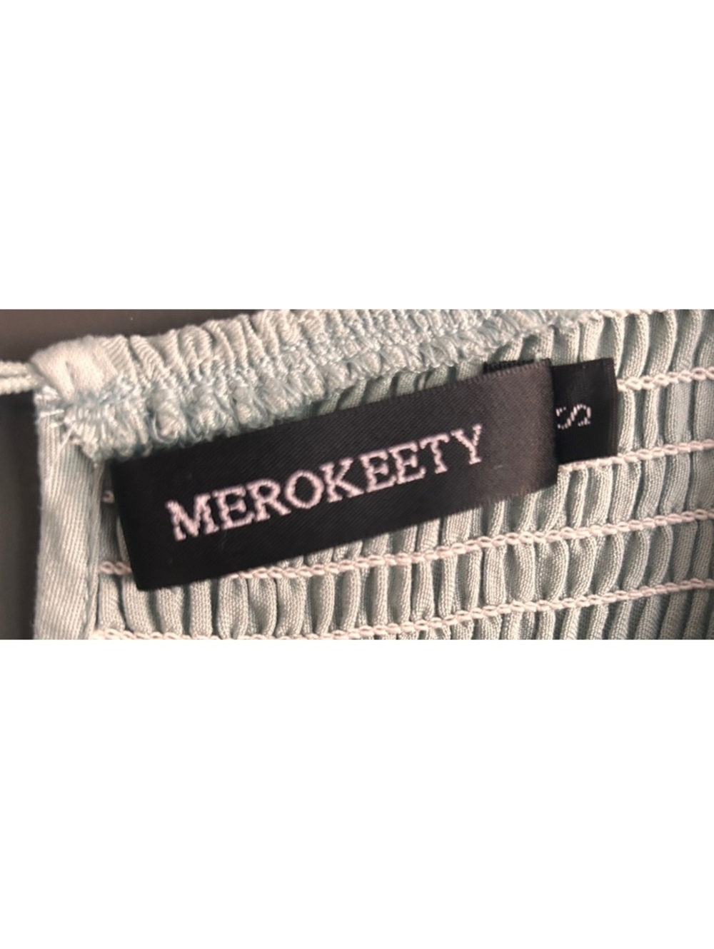 MEROKEETY Light Green Smocked Bodice Tiered Maxi Dress with Pockets - Picture 4 of 4